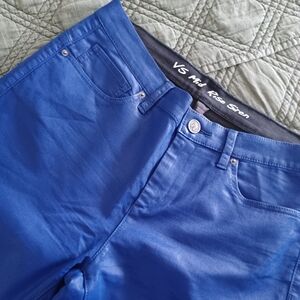 Victoria's Secret Mid Rise Siren Royal Blue Wax Coated Stretch Jean ** Sz 12